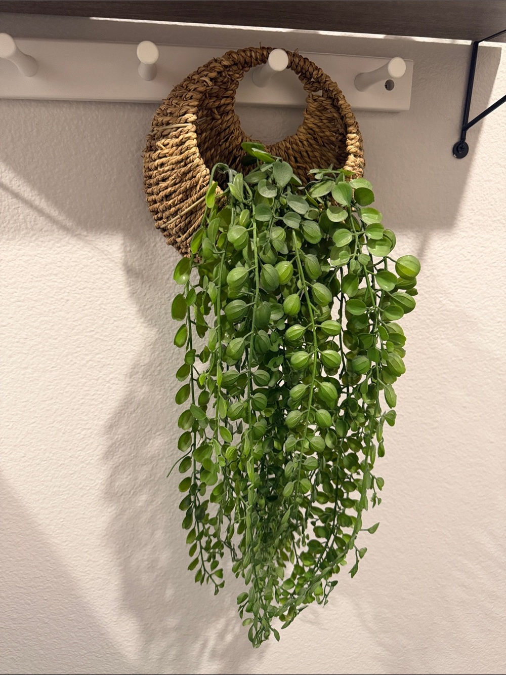 Woven Seagrass Hanging Basket with Green Trailing Faux Plant by Opalhouse